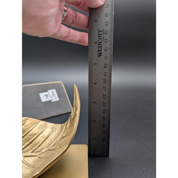 Ikea Markniva Leaf Decorations Gold Gilt Cast Metal Shelf Decor Bookends Pair 2 - Picture 11 of 12